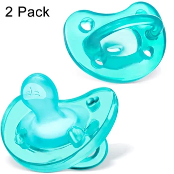 

Soft Silicone Onepiece Pacifier for Babies , Teal, Orthodontic Nipple, BPA-Free, 2 Count in Sterilizing Case