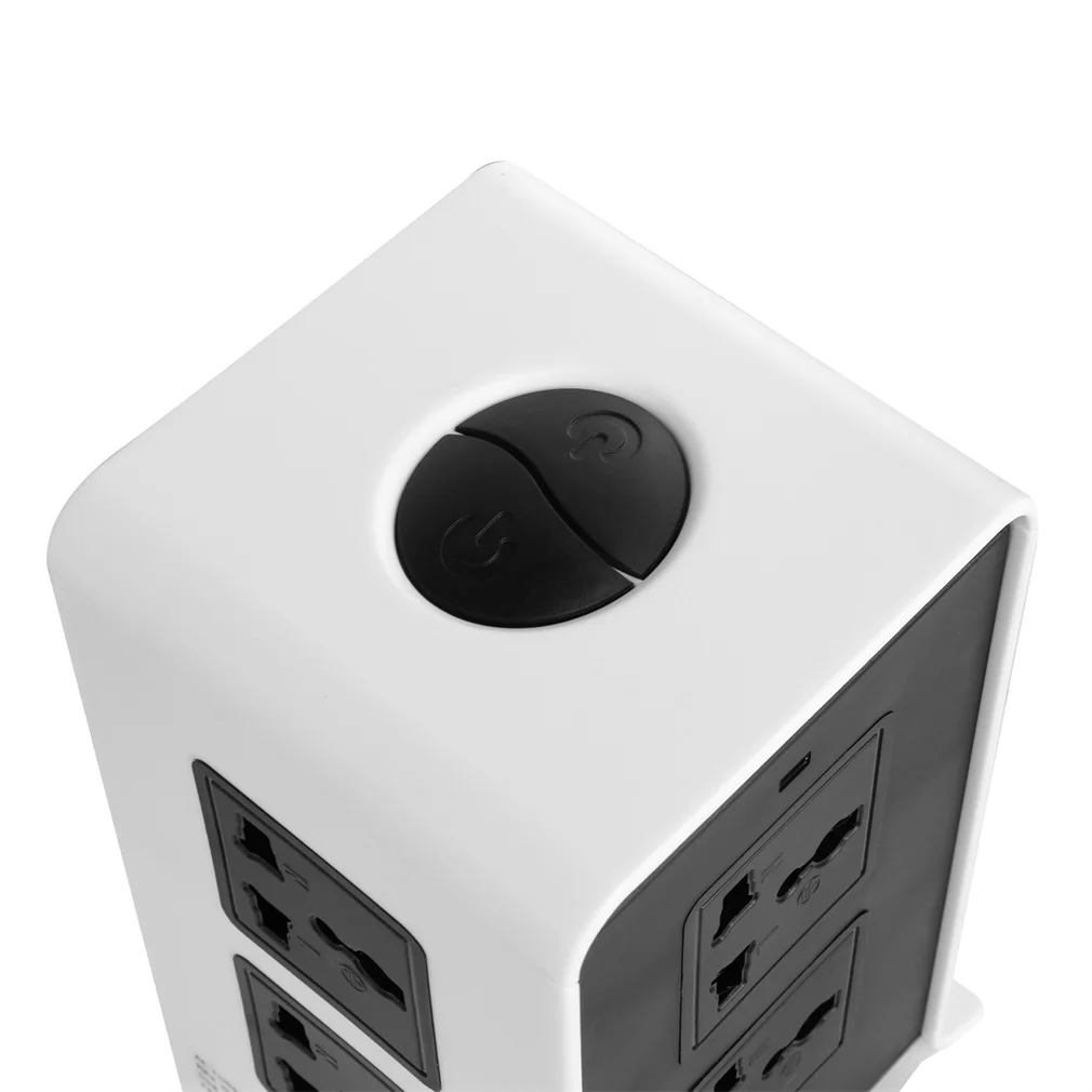 ABS+ огнеупорный 8 розеток 4 USB силовой стабилизатор напряжения башня полосы вертикальный шнур питания настольная розетка США/Великобритания/ЕС вилка JW-501
