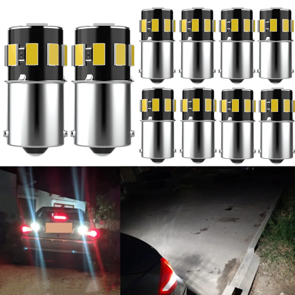 

10x 1156 BA15S P21W Car LED Reverse Light Bulb Auto 12v Backup Lamp 6000k White For Renault Duster Megane 2 3 Logan Clio Fluence