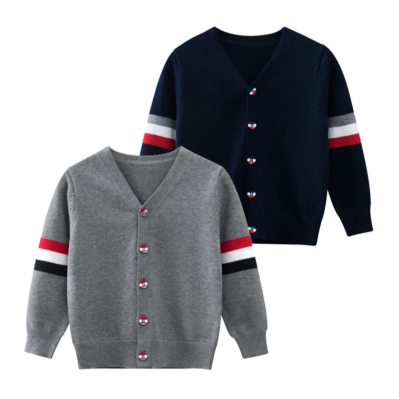 Arm Striped Cardigans For Boys V neck 