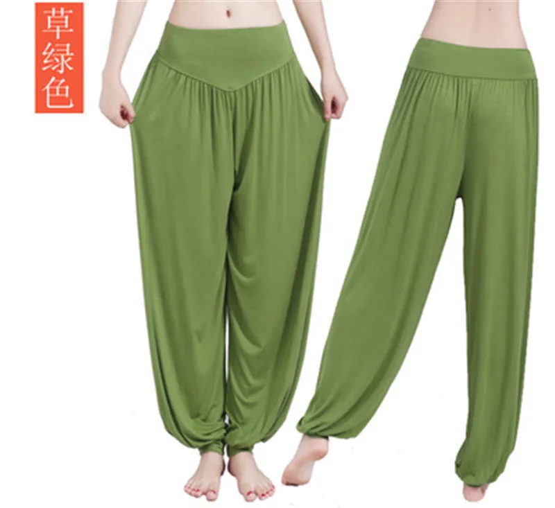 FAVSPORTS женские стильные штаны для йоги, танца йоги, индийские свободные удобные шаровары, Мягкие Модальные домашние штаны, широкие длинные штаны для спортзала - Цвет: fgreen