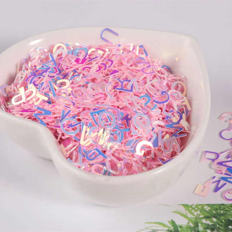 Pink 10 г/упак. 6 мм письмо форма, Сыпучие блёстки пайетками для ногтей, с изображением свадебные конфетти украшения звезда блестка для ногтей декоративно-прикладного искусства - Цвет: Pink