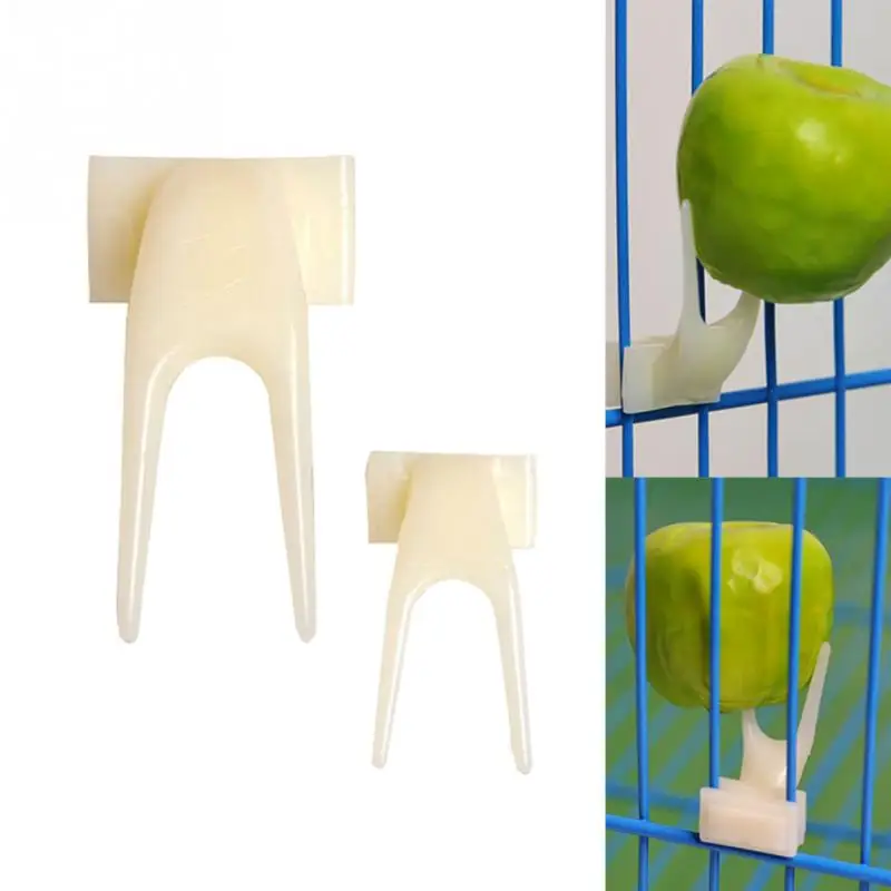 

2pcs Fruit Fork Bird Feeder Parrot Pet Bird Plastic Food Holder Feeding On Cage for Hamster Rat 2 Size S/L Convenient Feeder