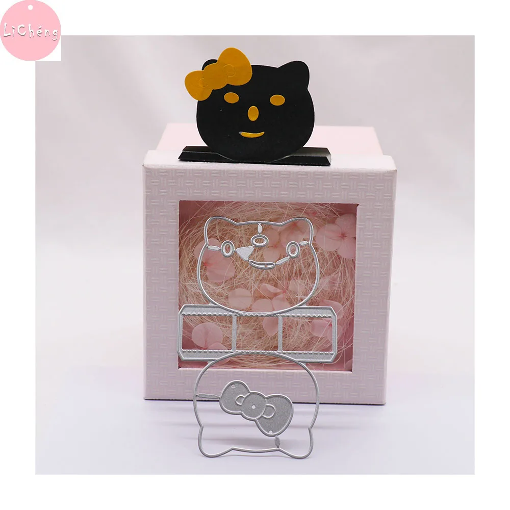 

Kitty Metal Cutting Dies Scrapbooking Molds Album Cards Making Craft DIY Stencil Clear Stamps and Slimline Card Planner Dies