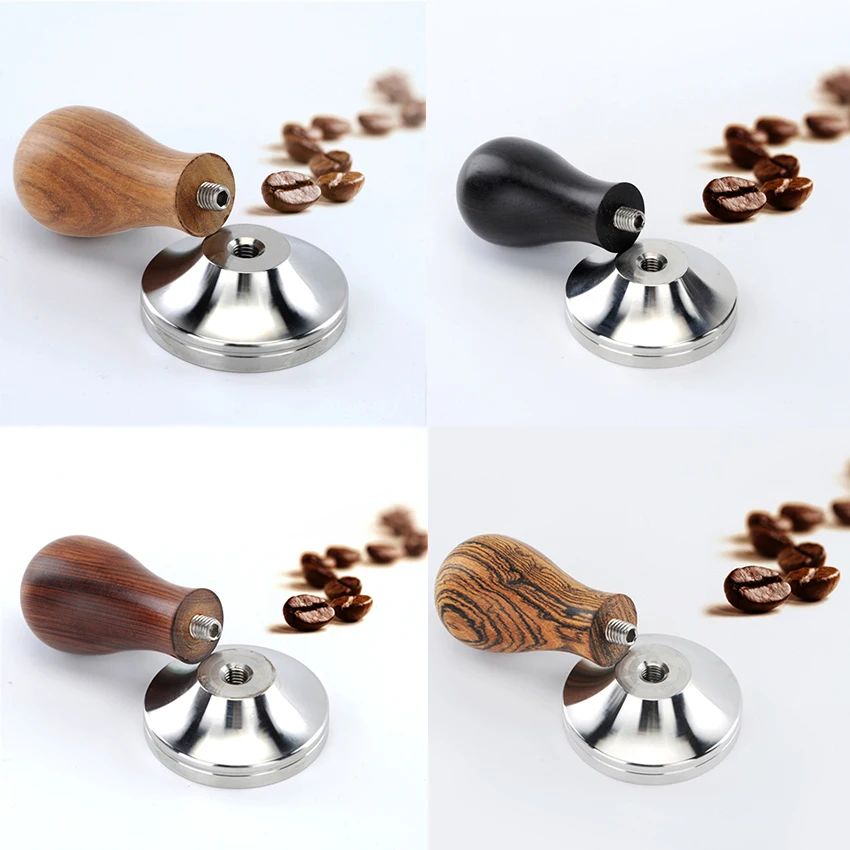 51/53/54/58/58.35mm Wooden Handle Coffee Tamper Espresso Powder Flat