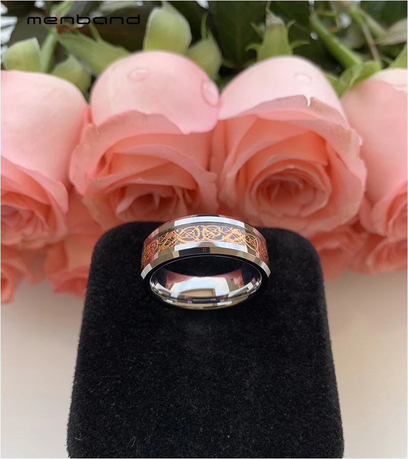 Кольцо с драконом для мужчин и женщин вольфрамовое обручальное кольцо вставкой