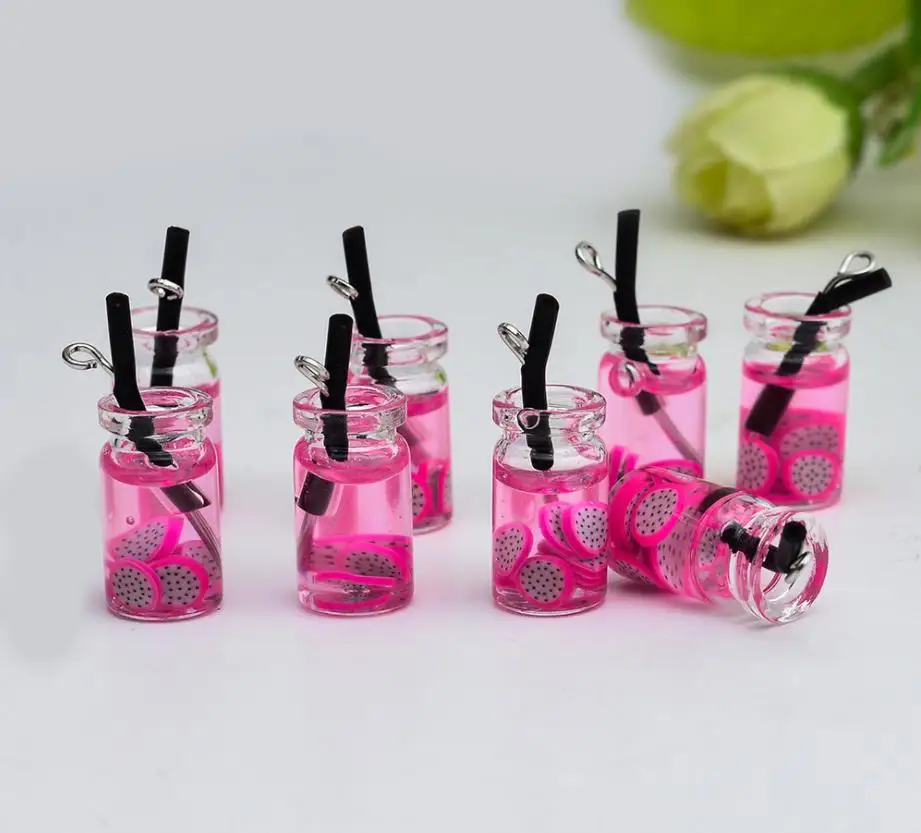 Kawaii Мода стеклянная кружка для сока Подвески для DIY Украшение-ожерелье серьги брелок ювелирных изделий