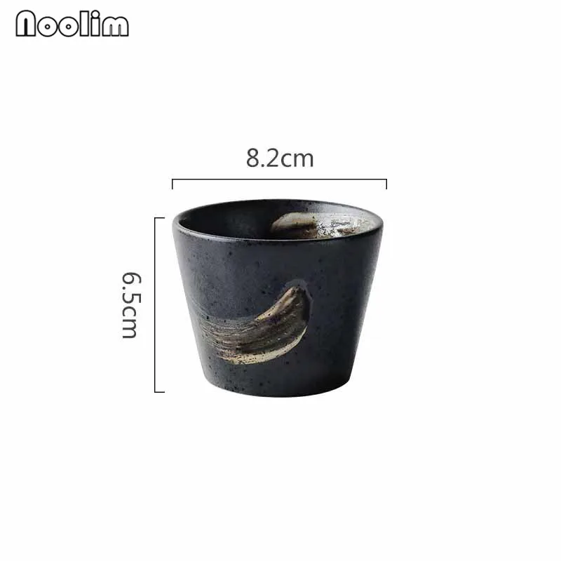 Японские черные подвески-талисманы в китайском стиле, ручная роспись, чашка кунг-фу, ретро Минималистичная посуда, чашка для воды, одна чашка, кухонная посуда для питья - Цвет: A