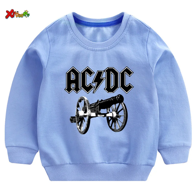 Крутые Детские свитшоты г. ACDC свитшоты для маленьких девочек Осенняя детская одежда с длинными рукавами свитер для малышей размер на 2 до 7 лет - Цвет: sweatshirt blue