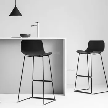 

New Nordic Bar Stools Cafe Lounge Stool Simple Bar Stool Designer Wrought Iron High Chair Padded Bar Chair 65/70CM