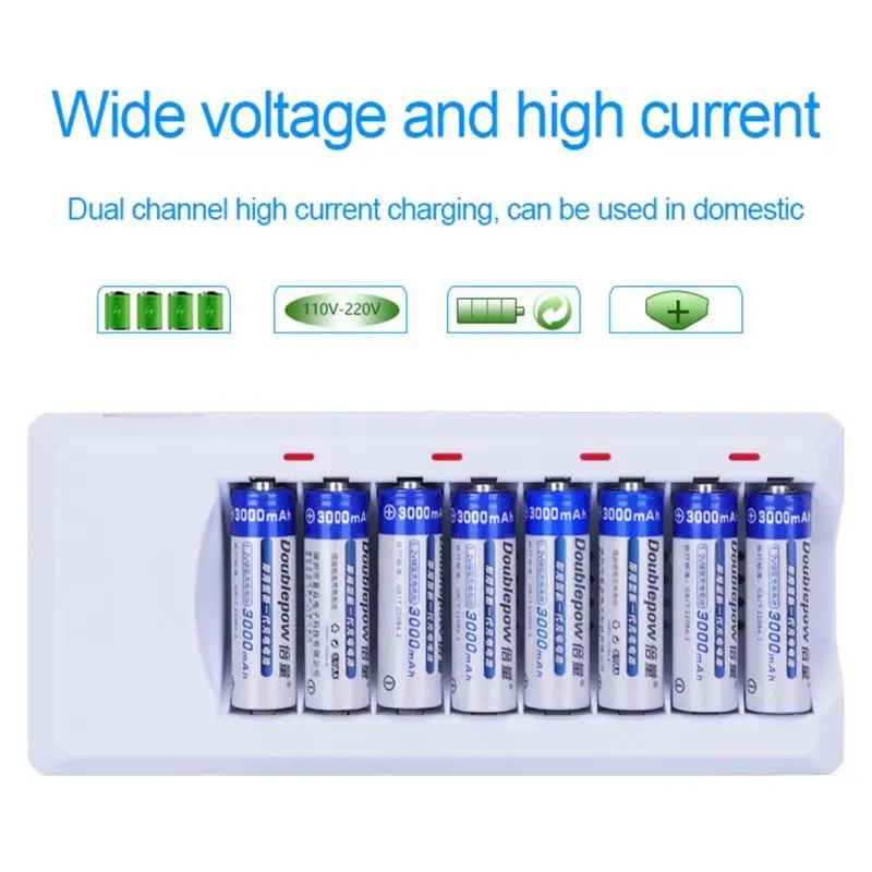 8 слотов зарядное устройство AA/AAA 1,2 V перезаряжаемый аккумулятор зарядное устройство US EU вилка