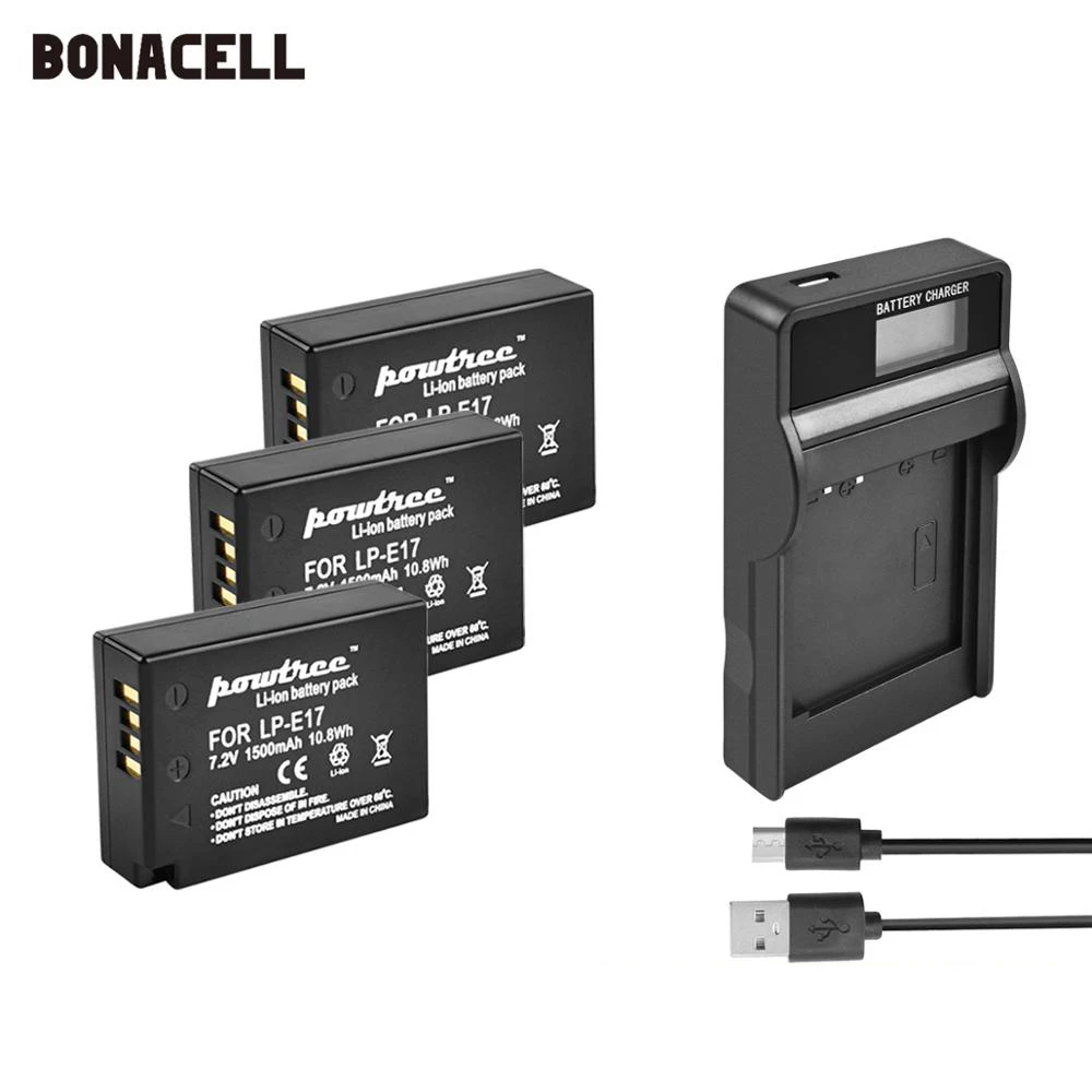 Двойное зарядное устройство Bonacell LPE17 LP E17 1500 мАч аккумулятор + ЖК дисплей для Canon EOS