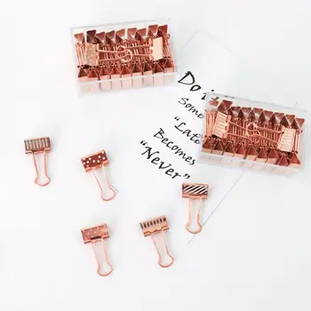 

20pcs/box 19mm Paper Clip Rose Gold Metal Binder Clips Dot Strip Clamp Paper
