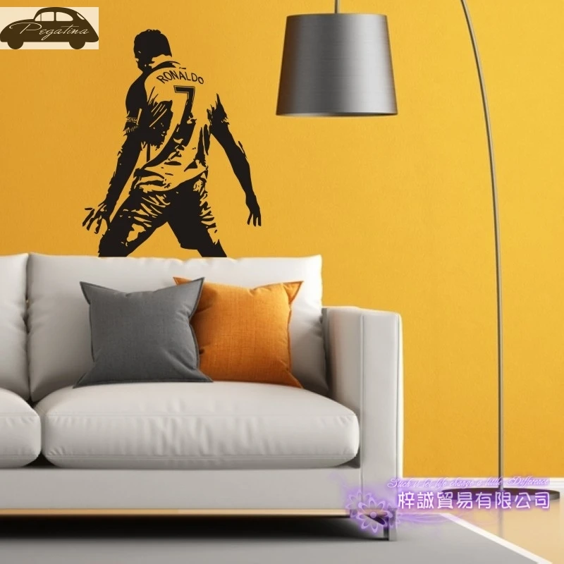 DCTAL Cristiano Ronaldo Football Player Sticker Sports Soccer Decal Helmets Kids Room Name Posters Vinyl Wall Decals