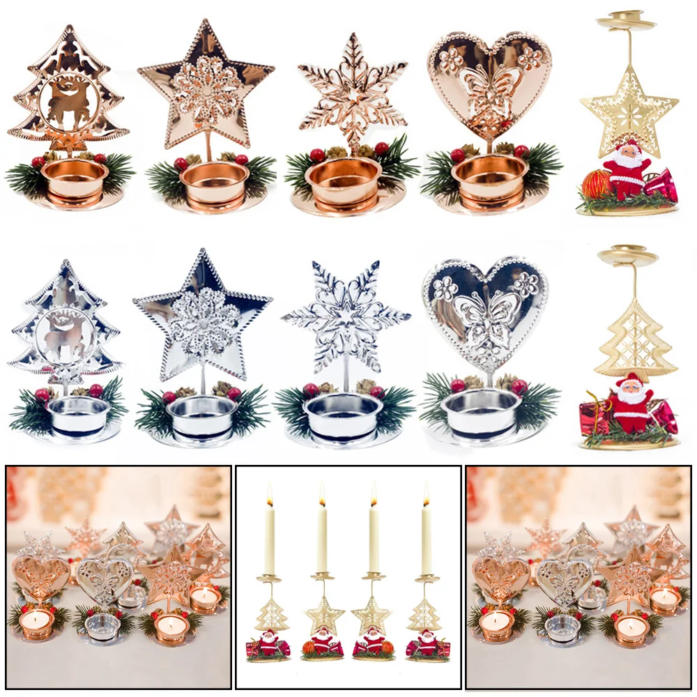 

Fashion Candle Holders Gift Desktop Ornament Ornament Festival Party Supplies Iron Art Home Decor Christmas Candlestick Craft