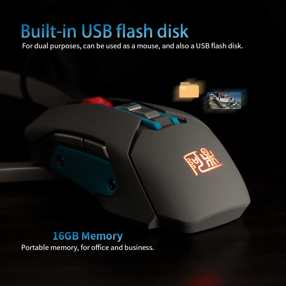 MOS9T(MOS9X) USB многофункциональная мышь 9 программируемых кнопок динамик микрофон USB флэш-диск температура