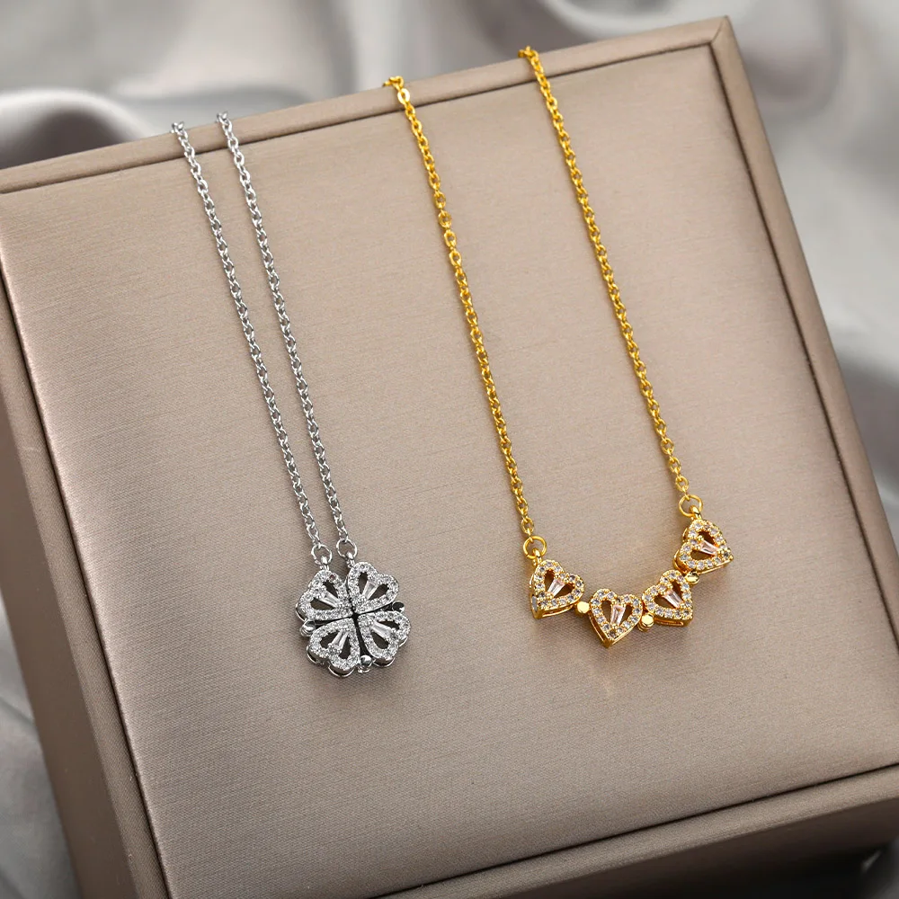 Klavertje vier ketting, zilveren kruis spiegelchoker, sieraden kristallen Victoriaanse gotische vintage strass - België