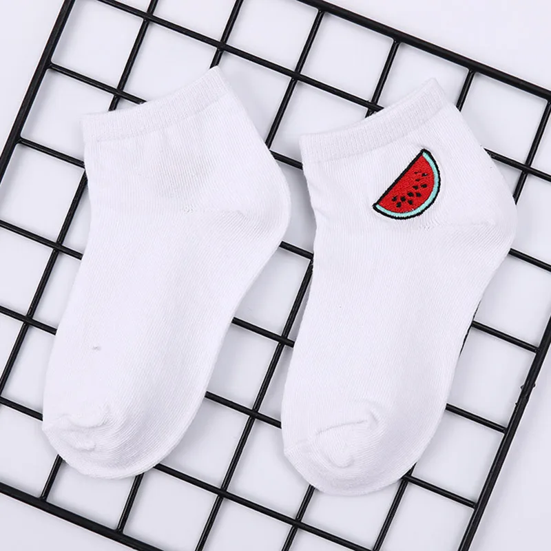 watermelon Детские хлопковые носки милые Мультяшные фрукты носки с вышивкой удобные носки с героями мультфильмов детские носки для малышей - Цвет: watermelon