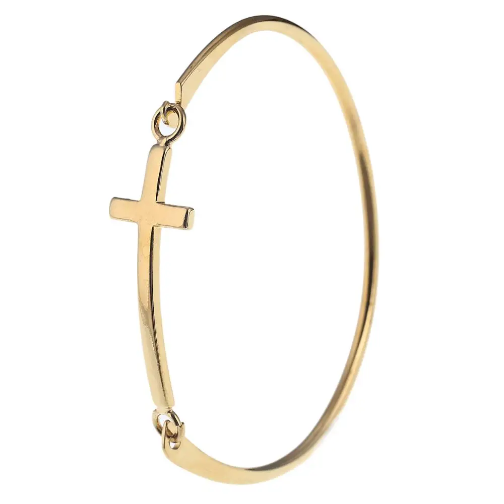 Модный рельефный браслет с крестом манжеты для мужчин в стиле панк золотой цвет