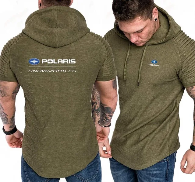 Polaris снегоходы принт для мужчин короткий рукав толстовка с капюшоном мужские летние худи тонкие пуловеры хип хоп спортивный костюм с капюшоном D - Цвет: 11