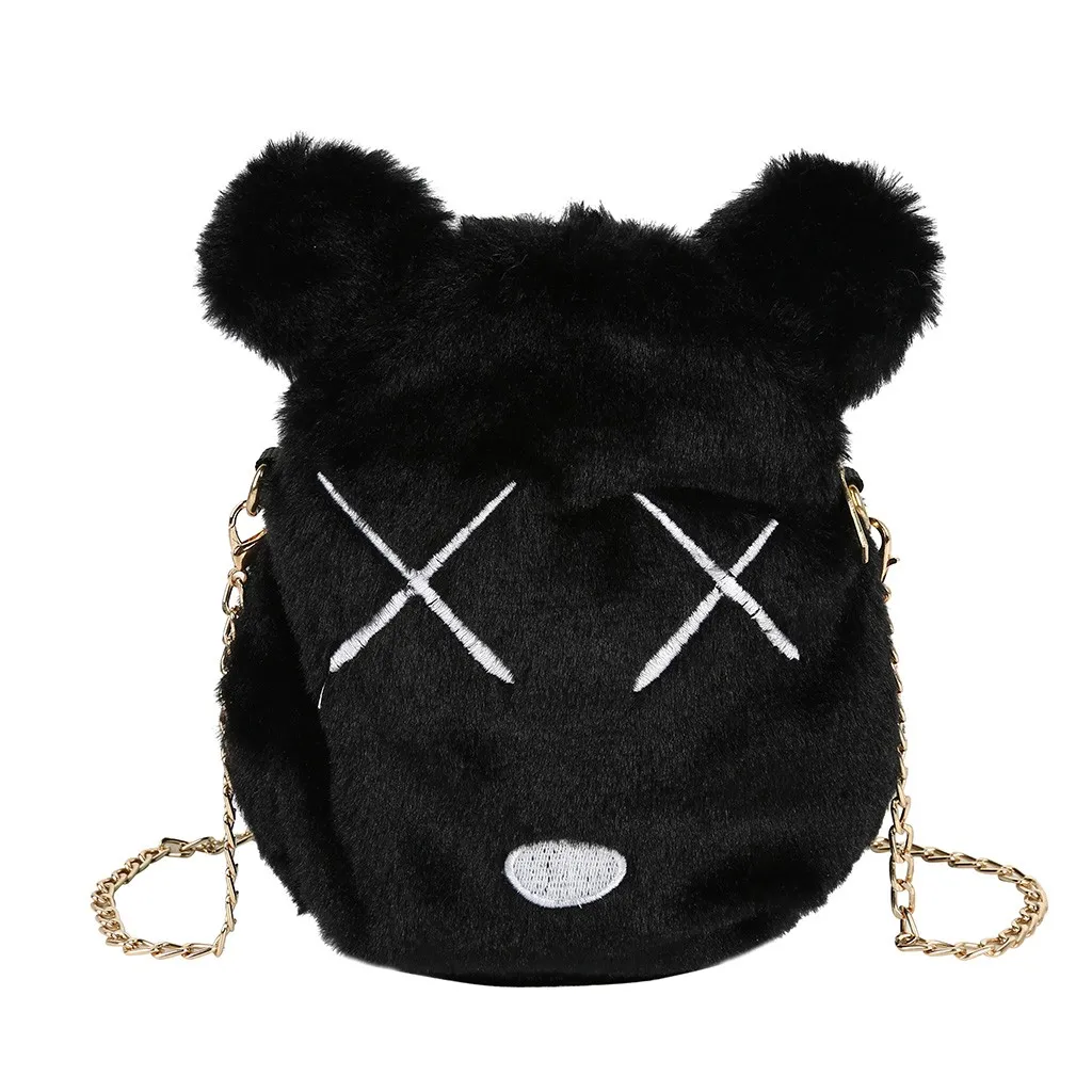 Новинка 2019 женские плюшевые сумки с мультипликационным принтом модная мини
