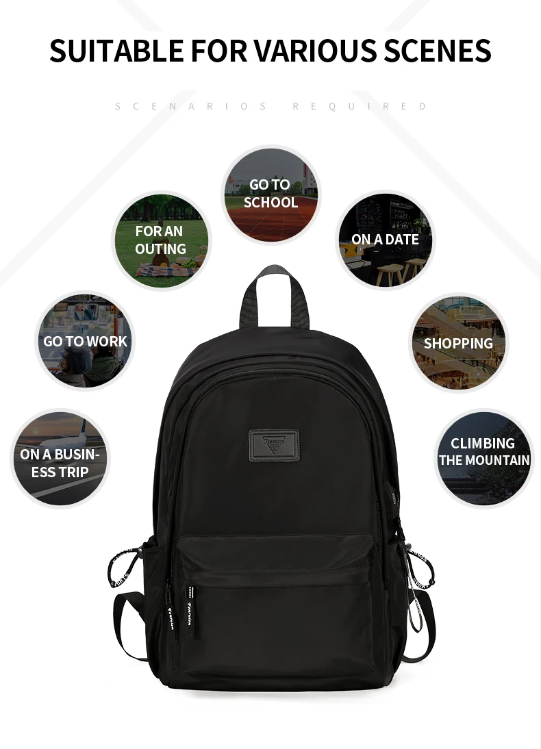 FRN New Nylon Waterproof Backpack Men Casual Backpack Large Capacity USB Charging Fashion Schoolbag 15.6 Inch Laptop Bag