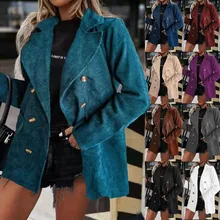 

Elegant Women Blazer Coat 2021 Autumn Winter Fashion Long Sleeve Jacket Casual Elegant Office Lady Lapel Single Breasted Coats