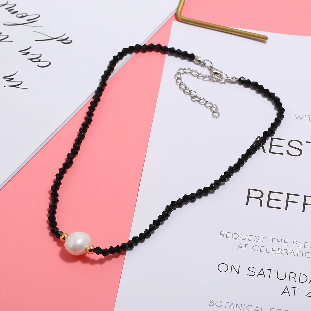 Ожерелье-чокер с искусственным жемчугом и кулоны для женщин Collier Femme модные ожерелья из бисера с кристаллами Boho ювелирные изделия подарок