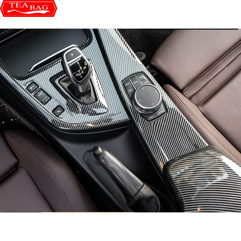 Uhlík vlákno střih auto nálepky mechanismus posunu panel obal vnitřní stříhat pro BMW F30 F31 F32 F36 3 4 řada 2013-2019 LHD