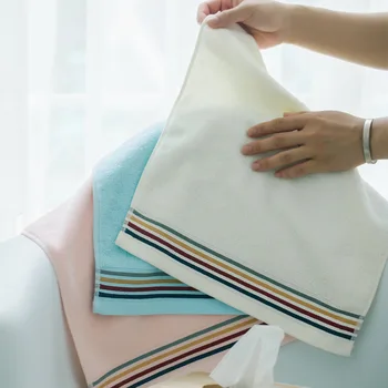 

Pure Cotton Stripe Plain Color Broken File Large Towel Thickening Household Wash Face Towel Household Portable Towels Bathroom