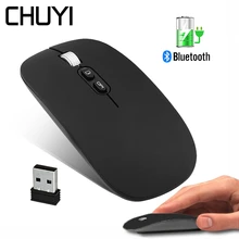 CHUYI Wireless Slim Rechargeable Mouse Portable Silent Optical 2.4G Ultra-thin Mause 1600 DPI Computer Office Mice For Laptop
