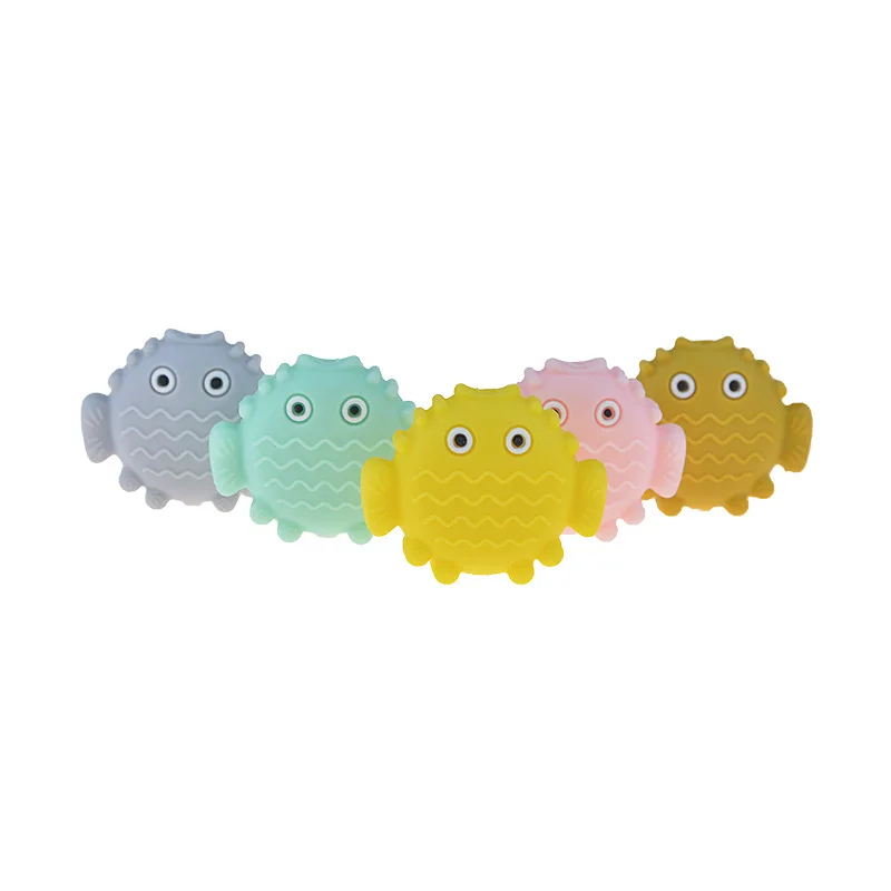 

BPA Free 100PCS/lot Silicone Baby Teether rodent fish Cute Baby Teething Toys Chewable Animal Shape Baby Products Nursing Gift