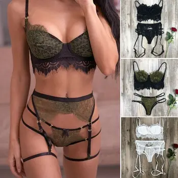 

Porno Sexy Lace Bralette Bustier Babydoll Lingerie Women Open Cup Bra G-String Set Sleepwear Underwear Nightwear