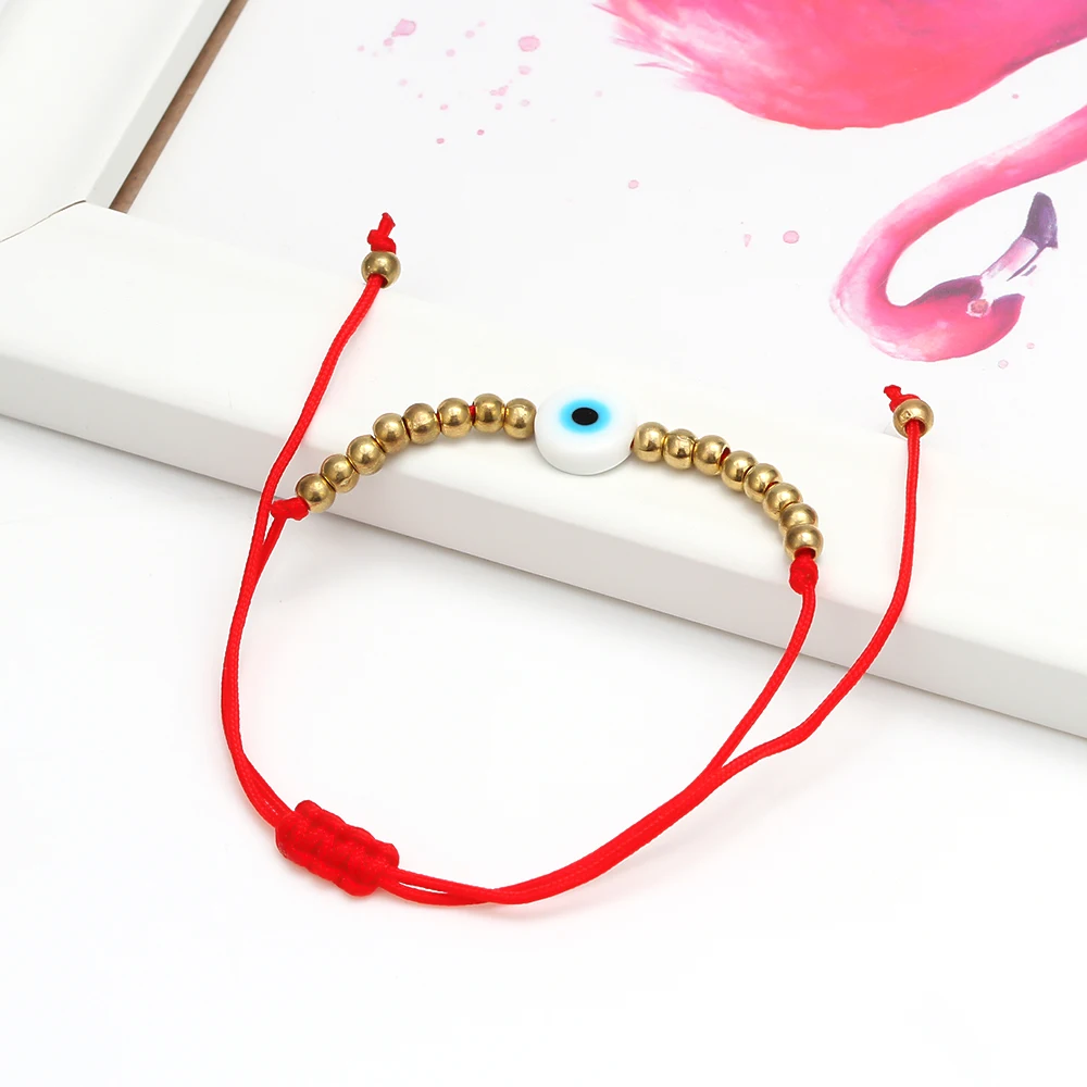 Wish Card Lucky Blue Evil Eye браслеты для женщин и мужчин регулируемый ручной работы красная веревка медный бисерный тканый браслет ювелирные изделия EY6478