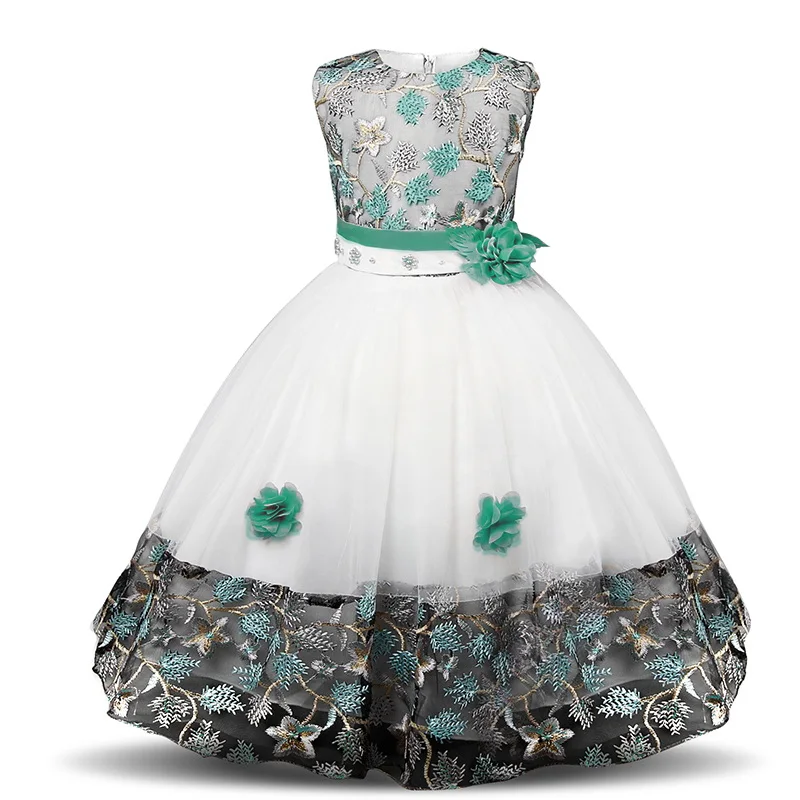 Нарядное элегантное жемчужное платье с единорогом для девочек; платье принцессы для свадебной вечеринки для девочек; платье для маленьких девочек; детская одежда; торжественное платье; 8-10 - Цвет: Green