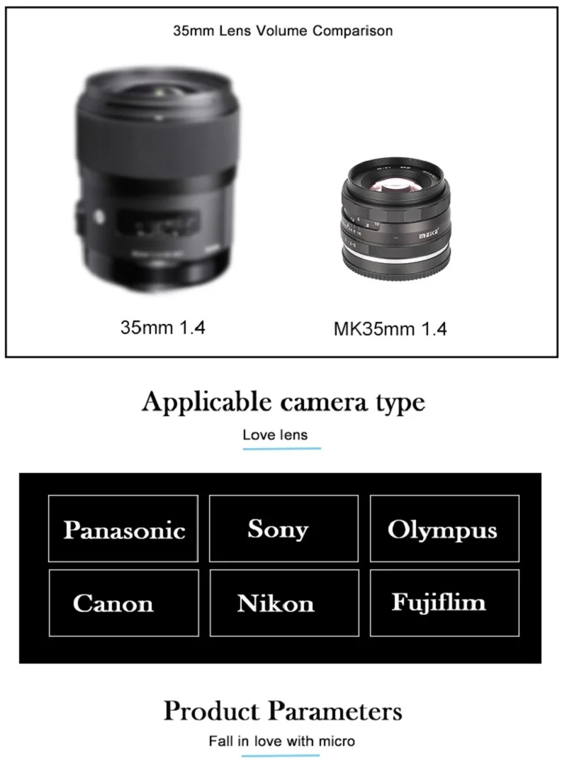 Meike 35 мм f1.4 ручной фокус объектив для Sony E-mount A7II A6000 A7/Fuji x mount/Canon EOS-M M6 M50/M4/3 беззеркальная камера+ APS-C