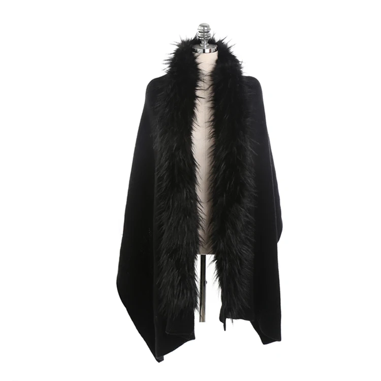 DRESSUUP зимний модный Европейский и американский уличный однотонный меховой воротник теплый имитация кашемировый шарф шаль