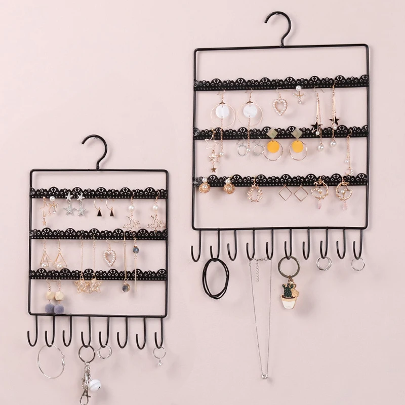 White Jewelry Organizer Earring Holder Necklace Display Large Capacity with Removable Foot Bracelets Hanger Wall Stand Rack 
