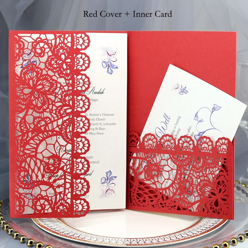 Cover And Inner Card 1 шт. элегантная лазерная резка свадебные пригласительные открытки на заказ визитная открытка с открытка RSVP Свадебные украшения вечерние принадлежности - Цвет: Cover And Inner Card