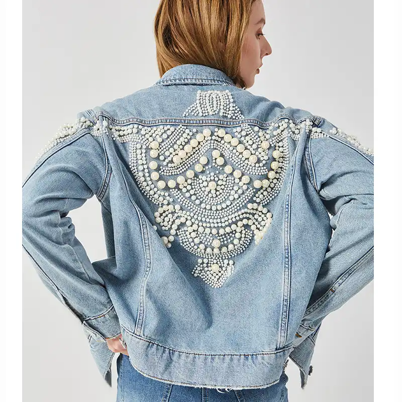 denim embroidered jacket womens