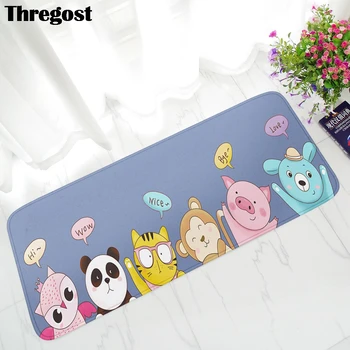 

Cartoon Printed Long Bathroom Mat Modern Kitchen Mats Washable Rugs for Kitchen Microfiber Floor Mat Hall Rug Pet Carpets