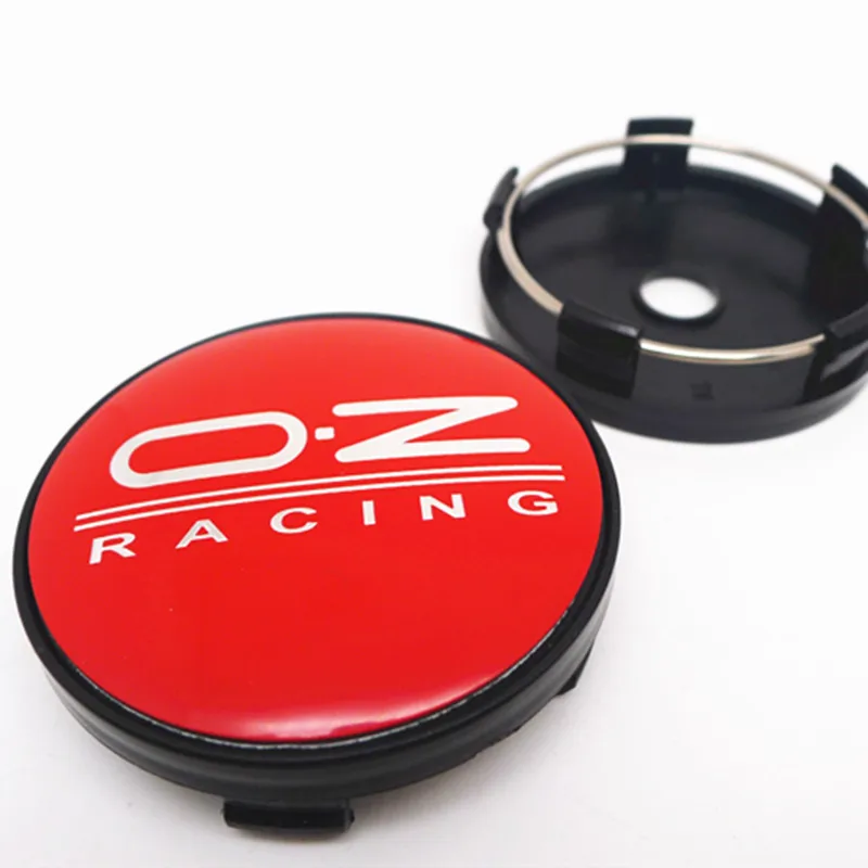 4pcs 60mm Red OZ Racing Wheel Center Caps Hub Rims Emblem Badge Cover Car Styling Hubcaps