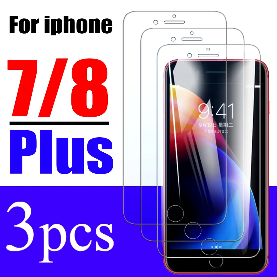 

for apple iphone 8 plus screen protector on i phone lphone tempered glass protective film 7 8plus 7plus glas tremp 1 to 3 pcs