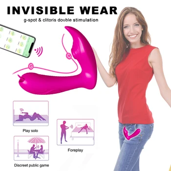 Bluetooth APP Control Dildo Vibrators Sex Toys For Women Butterfly Wearable Sucking Licking Vibrator  Panties Vibrator Adult Toy 3