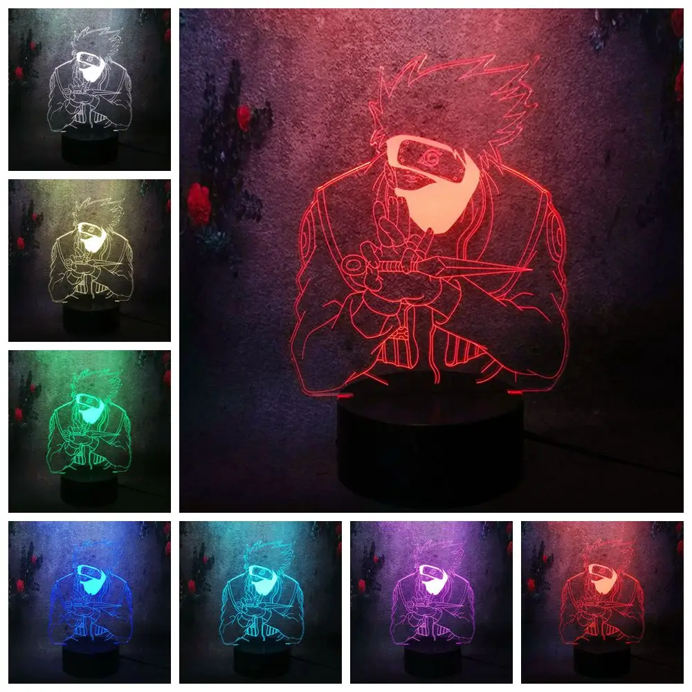 Uzumaki Naruto Uchiha Sasuke Kakashi креативный подарок для детей Светодиодная лампа 3D 7 цветов