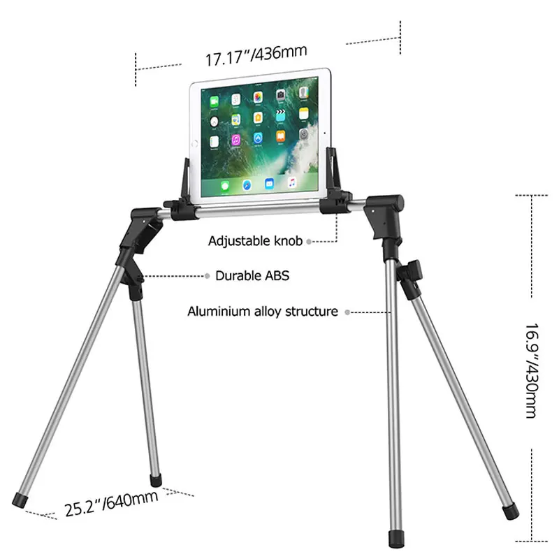 Универсальная подставка для планшета, держатель, длинная рука, для IPad 2, 3, 4, Air Mini, для samsung, lenovo, ленивая кровать, стол, крепление для 6-12,9 дюймов, планшетный ПК - Цвет: Серебристый
