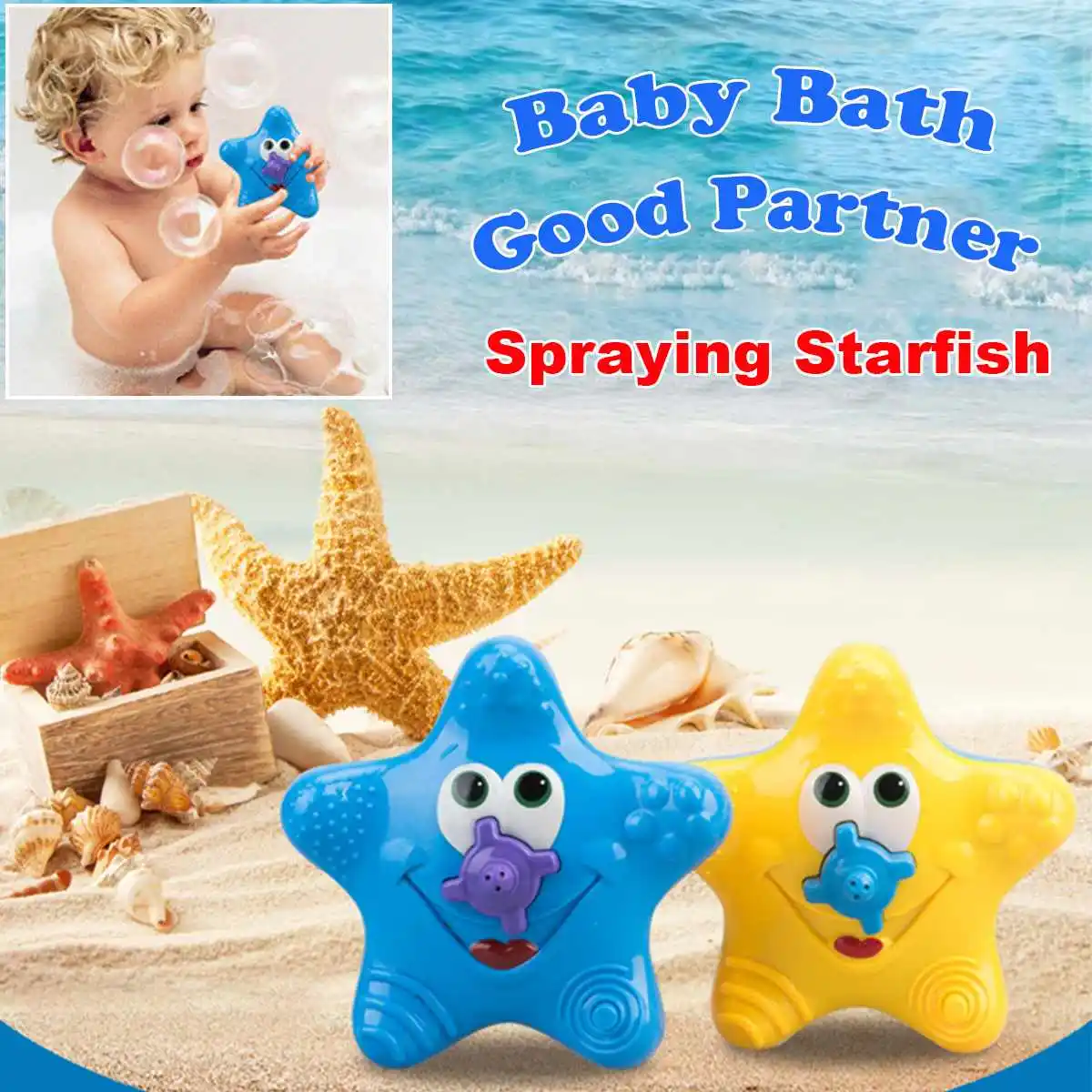 Детская ванна Starfishes фонтан электронный поплавок вращающийся спрей воды плавательные бассейны Ванна звезда брызг младенческой Дети Плюшевые игрушки