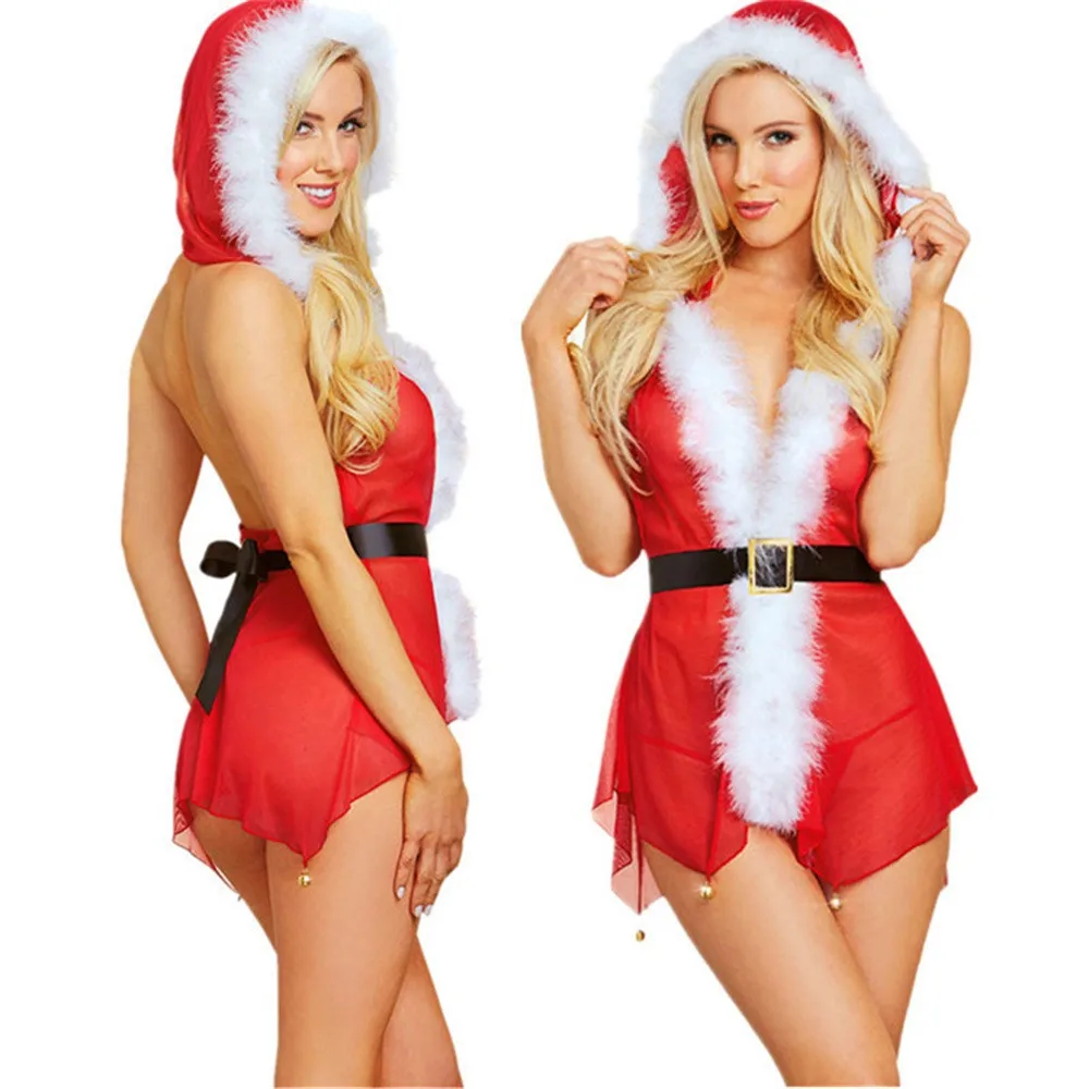 Рождественское сексуальное женское нижнее белье noel женское платье с капюшоном и колокольчиками сексуальное нижнее белье navidad сексуальное рождественское нижнее белье D9