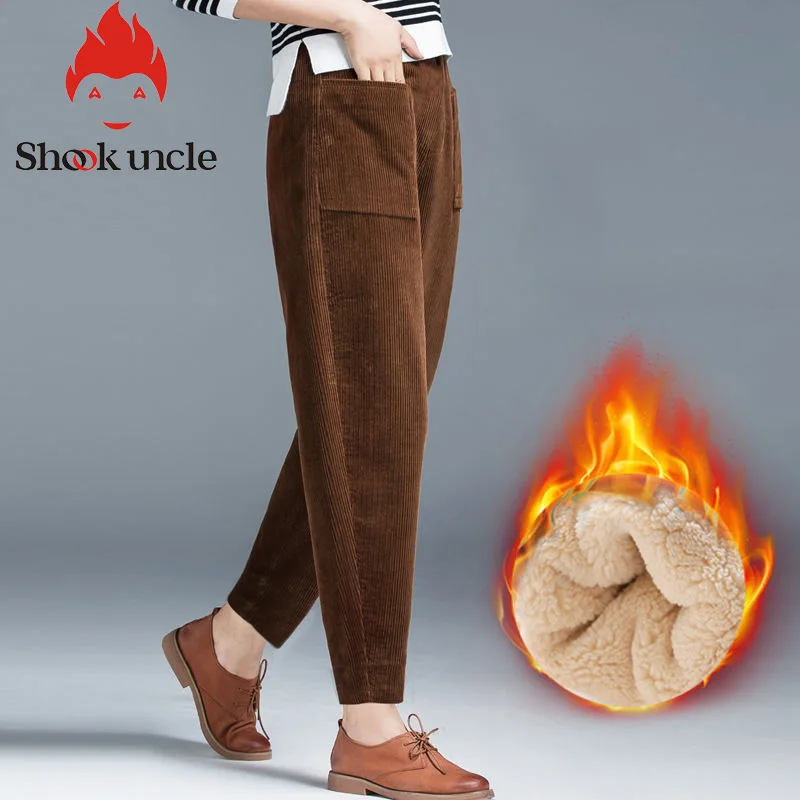 

Autumn Winter Pants Women Thicken Vintage Corduroy Pants Women Long Plus Velvet Trousers Loose Casual Korean Style Harem Pants