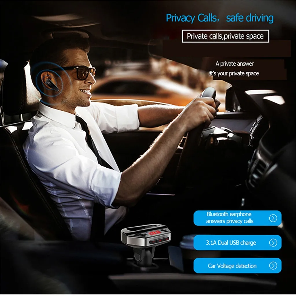 Fm-передатчик Aux модулятор Bluetooth громкой связи автомобильный комплект автомобильный аудио mp3-плеер с 3.1A Быстрая зарядка двойной зарядное устройство usb